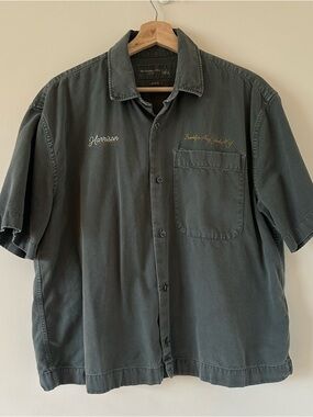 Abercrombie & Fitch | Short-Sleeve Button-Down Shirt | Olive Green